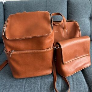 Cognac Leather Bag Set
